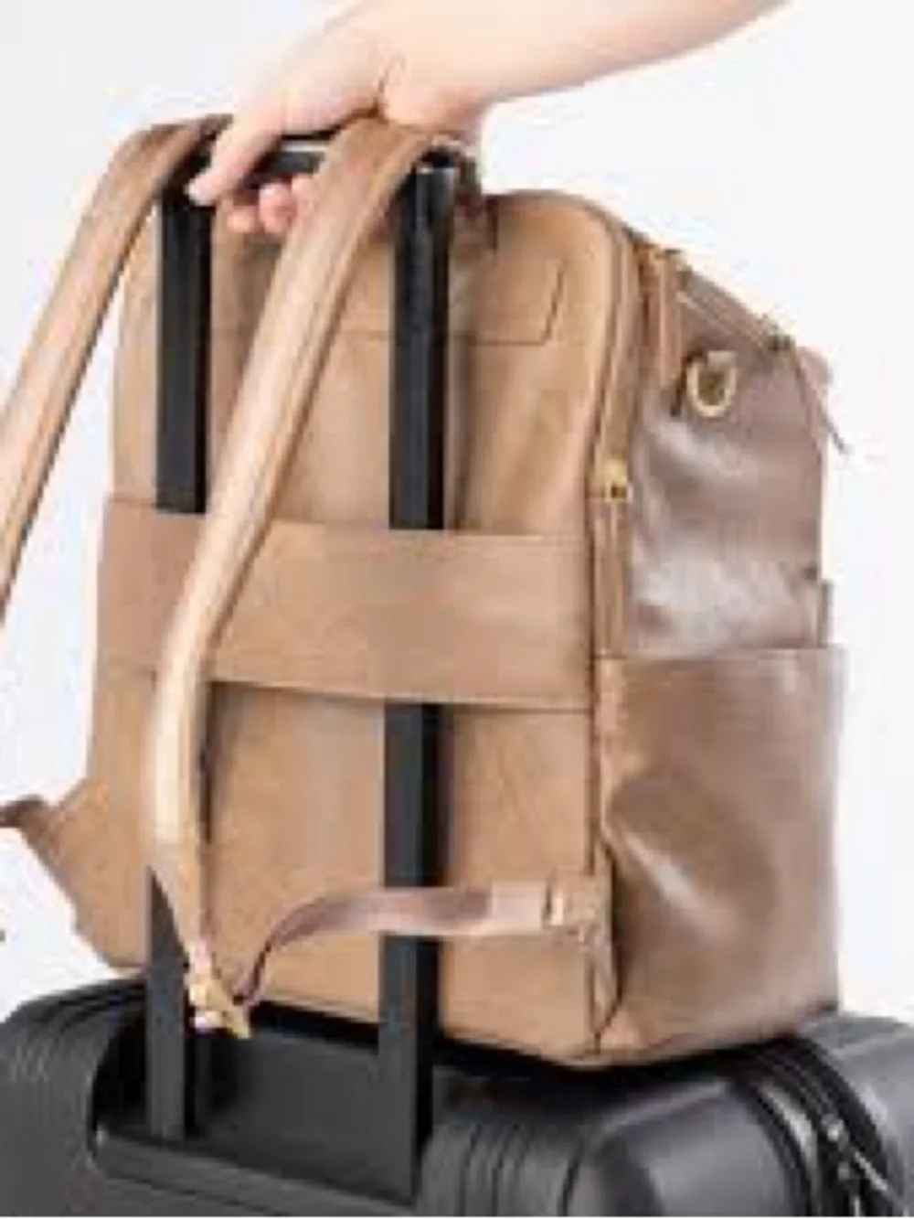 Alfani Tan Multipurpose Suede-Look Backpack Travel/ Everyday Backpack